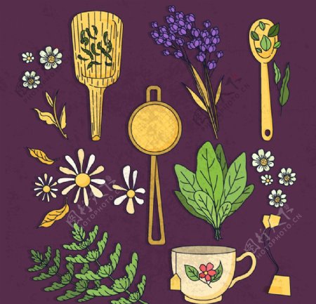 创意花卉和花茶