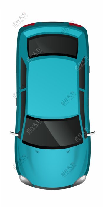 蓝色轿车的俯视图