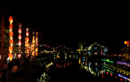 西塘古镇夜景水景
