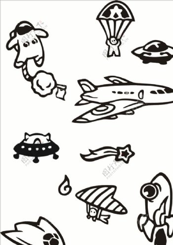 儿童画手卡通外星飞机