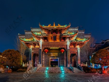 湖北武汉汉口里标志性建筑夜景