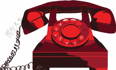 红色复古老式电话