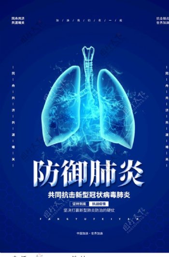 新型病毒防御肺炎宣传海报设计