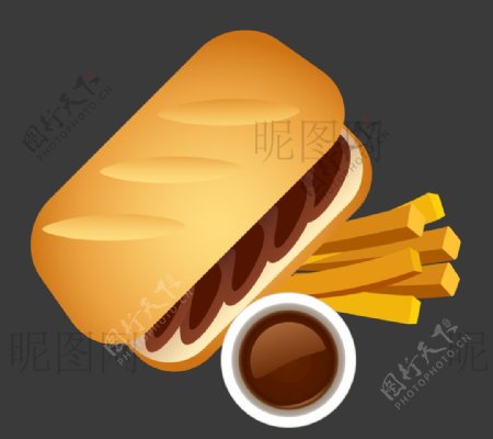 汉堡薯条UI标识标志LOGO