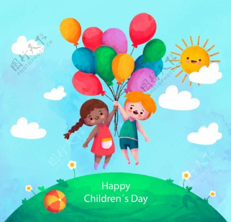 气球儿童节海报