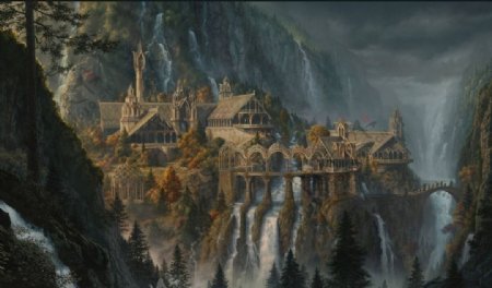 彩色插画城堡风景背景