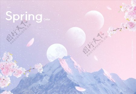 粉色樱花节春天海报PSD模板
