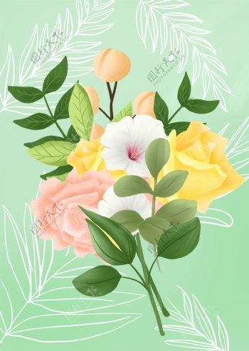 手绘花朵素材图