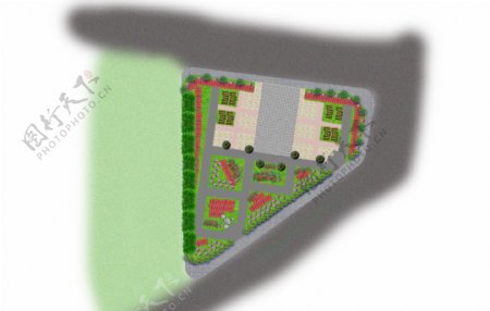 路口公园绿化小广场平面效果图