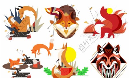 7款创意狐狸设计矢量素材