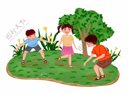 儿童跳绳游戏人物元素