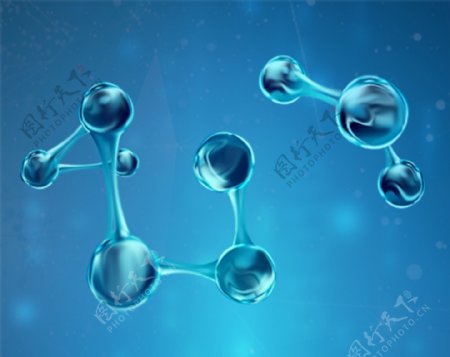 生物科技分子图背景护肤元素蓝色