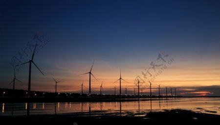 发电夜晚能源风力背景素材