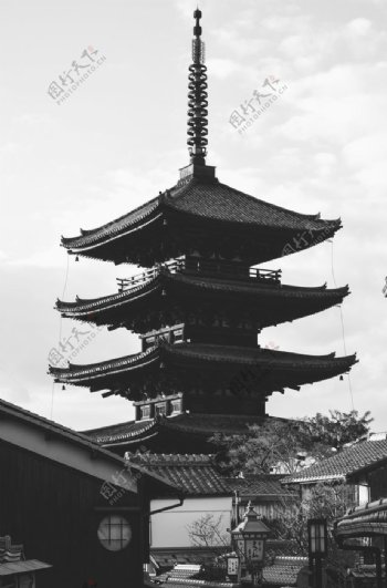 日本东京寺庙高塔合成背景素材