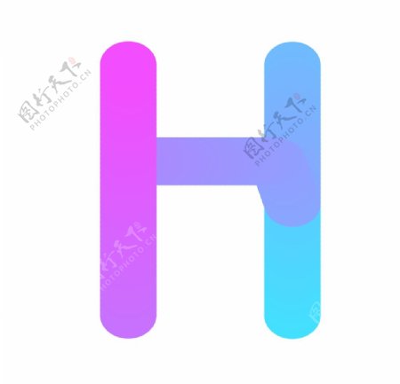 立体渐变字母H设计