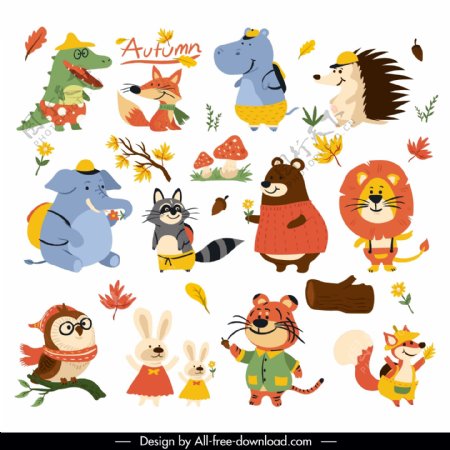 卡通秋季动物