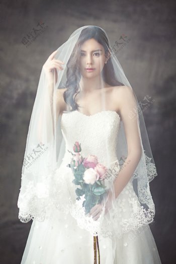 婚纱人物结婚女性蕾丝背景素材