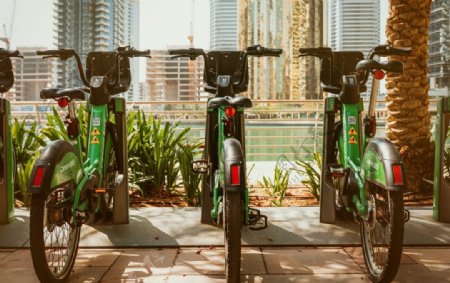 共享单车自行车电动车城市背景