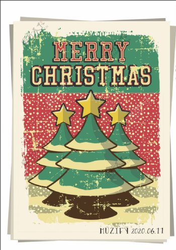 复古圣诞树海报设计