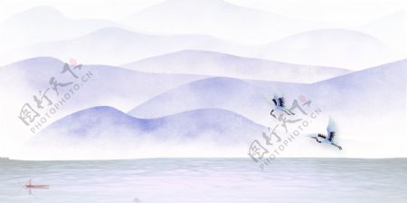 中式山水背景画