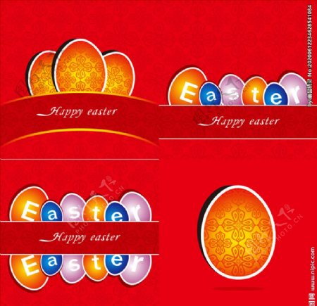 红色复活节彩蛋矢量素材