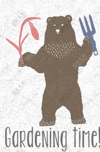 手绘黑熊动物底纹背景