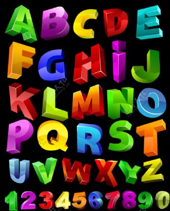 彩色字母数字立体