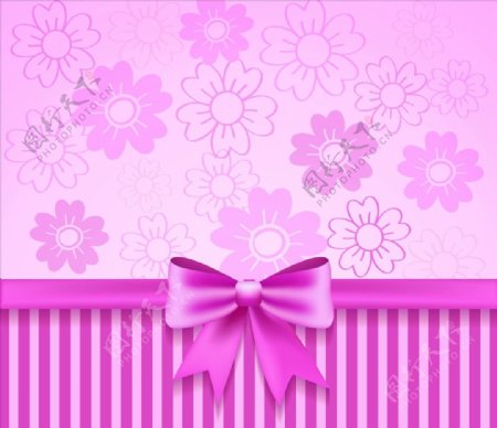 粉红丝带和装饰墙纸