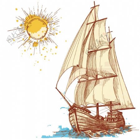 帆船船只企业文化合成海报素材
