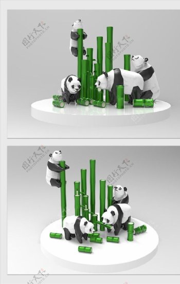 大熊猫美陈模型