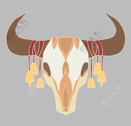 牛头骨头复古装饰背景素材图片