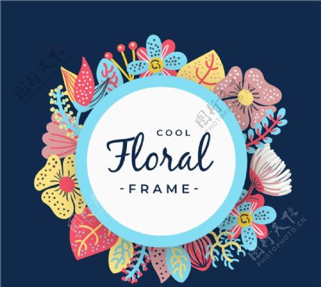 彩色斑点花卉框架图片