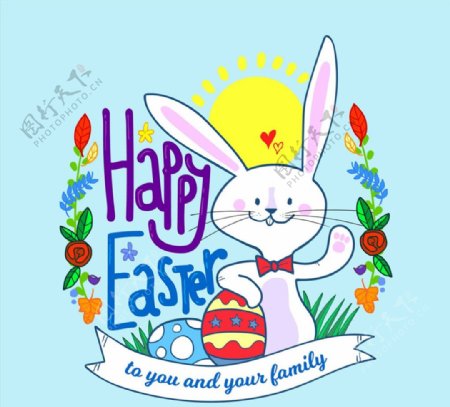 彩绘复活节彩蛋兔子图片