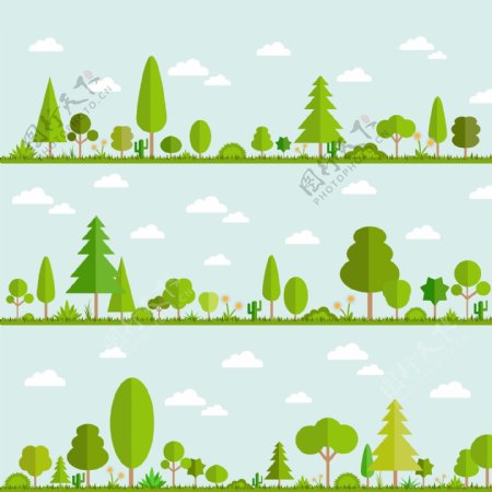 景观树卡通矢量图图片