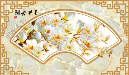 浮雕花玉兰背景墙图片