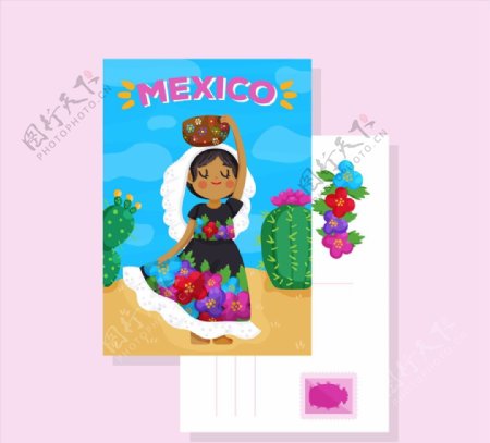 墨西哥女子明信片图片