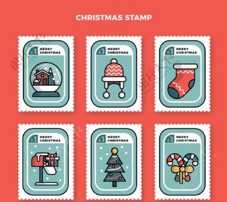 白边圣诞节邮票图片