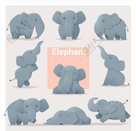 卡通大象家庭图片