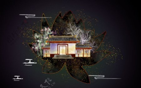 中式复古传统背景海报素材图片