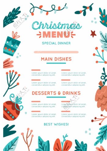 圣诞节菜单模板图片