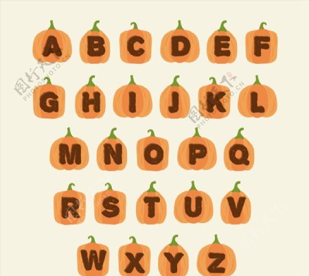 橙色南瓜字母图片