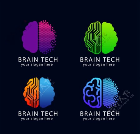 脑科技标志矢量图片