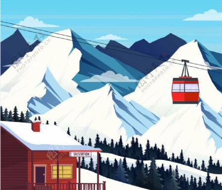 冬季滑雪场风景图片