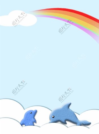 蓝天海豚图片
