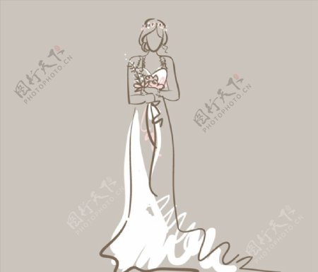 手绘新娘背景图片