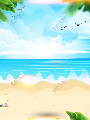 夏日海滩海报背景图片