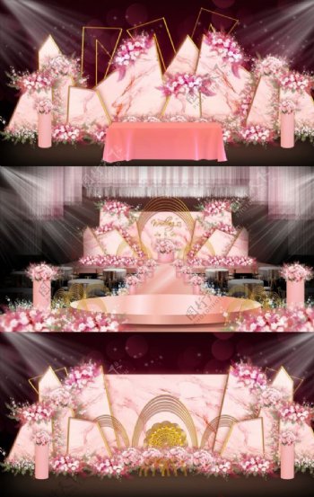 粉色大理石婚礼图片