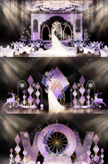 高贵时尚简欧亮紫色婚礼舞台图片