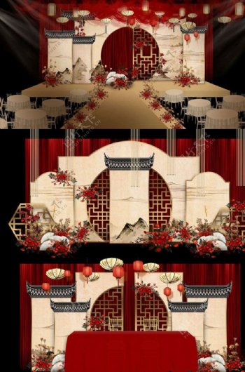 红色中国风婚礼设计图片