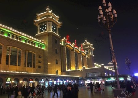 北京站夜拍图片